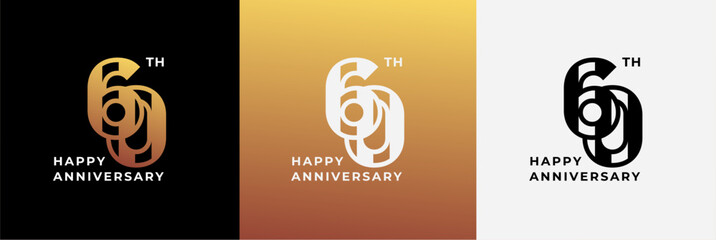 Logo 60th, 60 years anniversary, Creative design template for celebration, birthday and invitation. Editable file