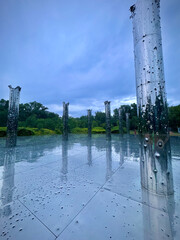 Sculptural Installation with Metal Columns