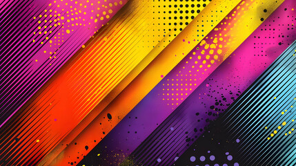 Fototapeta premium Abstract Background With Colorful Stripes and Dots