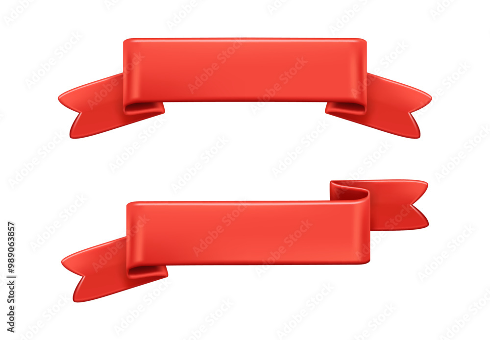 Aufkleber vintage empty blank red ribbons with copy space for announcements and advertisement. vector isolated