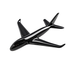 Sleek black airplane model, isolated on a white background. transparent background