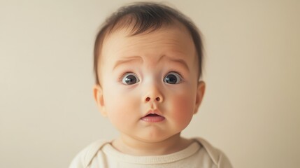 Naklejka premium Infant Staring Intently with Curiosity and Wonder