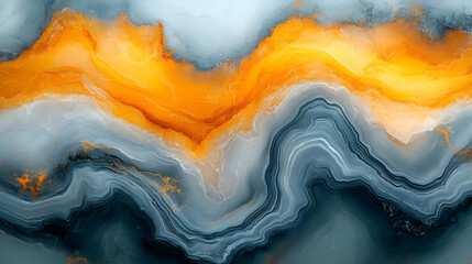 Abstract Art: Swirling Grey and Yellow Marble Texture