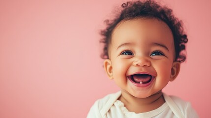 Happy Baby with Joyful Giggling Expression