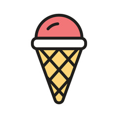 Tasty cone ice cream icon, ideal for dessert and snack illustrations