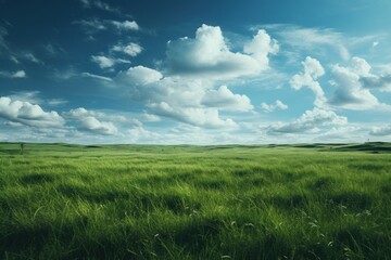 Fototapeta premium Grass field and sky grassland landscape outdoors.