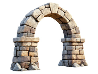 Stone archway structure on a transparent background. transparent background