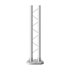 Silver metal pillar, glossy aluminum construction for bridges. Vector realistic bearing column. Steel pole for billboard and streetlight. Vertical support for urban and industrial architecture