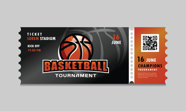 Basketball tournament sport event ticket paper template