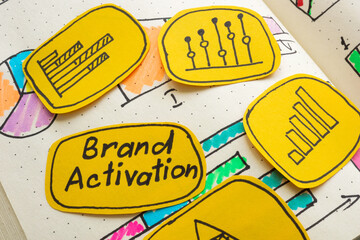 Brand activation written on graphs. Represents marketing strategies.