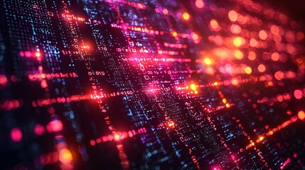 Obraz premium Abstract Digital Background with Red and Blue Lights and Bokeh