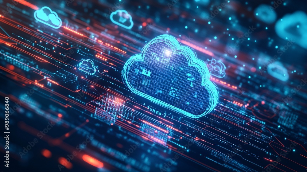 Poster digital cloud network abstract technology background