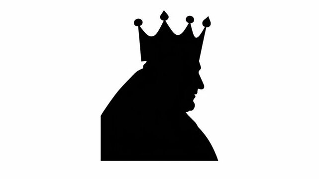 Silhouette of a king wearing a crown, symbolizing royal authority and power, ideal for themes of leadership, governance, and monarchy.