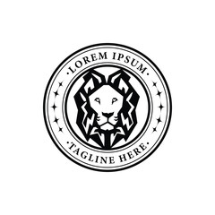 Circle vintage lion logo template branding concept