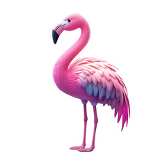 Stylized pink flamingo on a white isolated background transparent background