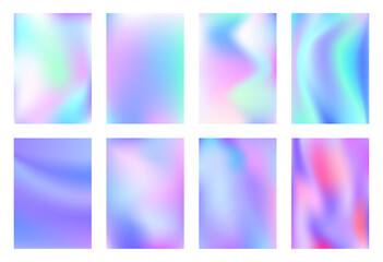 Naklejka premium Complex soft transition of different colors, set of colorful backgrounds for banners, advertisements or presentation. Vector isolated hipster trendy covers with blurry surface and blue tints