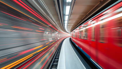 Fototapeta premium High-speed data flow. Strings of information, linear train. Springboard time loop
