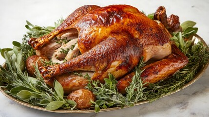 Roasted Turkey with Sage and Rosemary