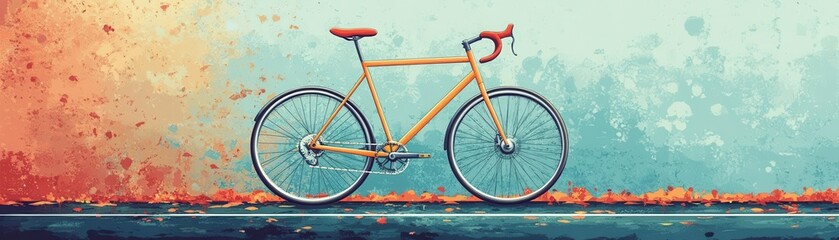 Urban cycling flat design top view bike cartoon drawing Complementary Color Scheme