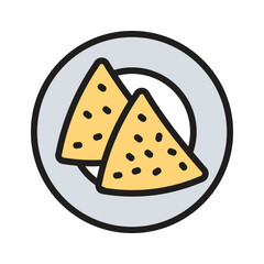 Delicious nachos icon served on plate