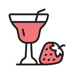 Refreshing icon of strawberry cocktail