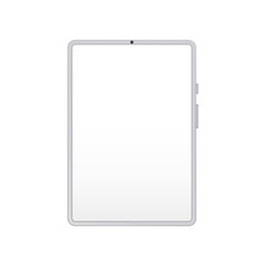 Tablet computer blank white screen isolated vector digital device mockup. Modern technology portable information device mockup, wireless screen gadget template