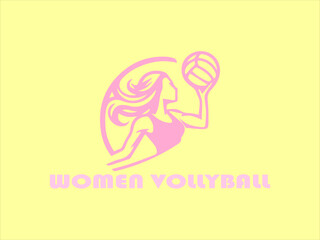 Pink silhouette of female athlete jumping to spike a volleyball. Perfect for sports posters, vektor and background social media graphics, and fitness websites.