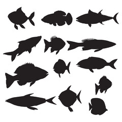 Fish Silhouettes black color