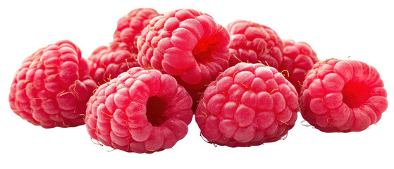 A bunch of red raspberries are piled on top of each other