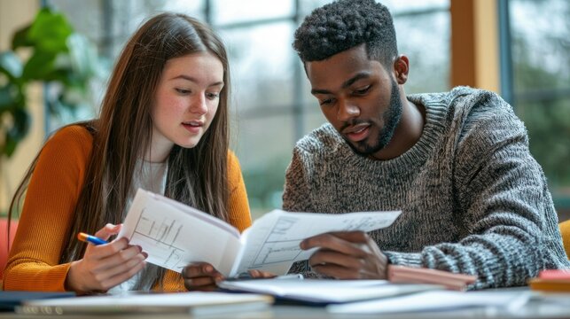 an academic advisor and a student reviewing a course schedule, illustrating academic counseling and support