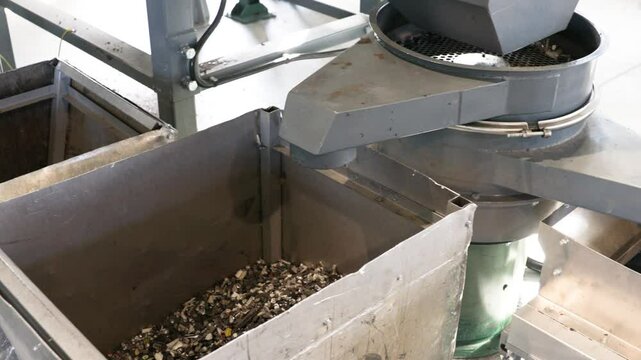 Industrial metal crusher, sorting and processing machine in a recycling facility