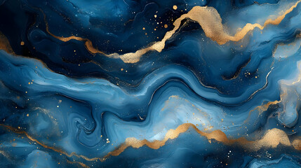 Abstract Blue and Gold Marble Texture Background