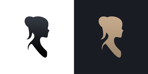 Girl head side silhouette icon logo background woman vector design isolated