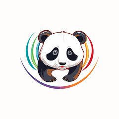 Cute panda vector logo design.