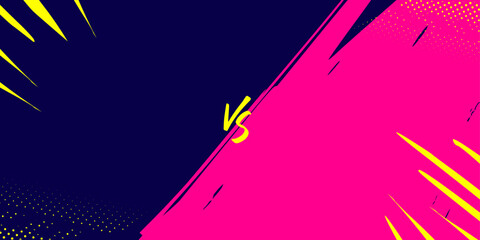 VS Match Sport Background with Pink and Dark Blue Brush Stroke Split Design for Competitive Matchup Events, Battle Versus and Sports Events Banner