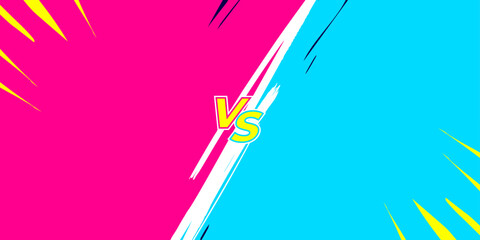 VS Match Sport Background with Pink and Blue Brush Stroke Split Design for Competitive Matchup Events, Battle Versus and Sports Events Banner