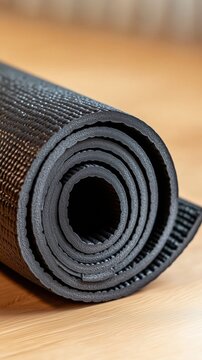 Inspiration f&uuml;r das Heimtraining mit aufgerollter Yogamatte f&uuml;r einen gesunden Lebensstil und Fitnessziele