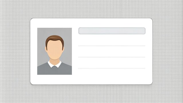 A blank identification card with customizable fields and layouts, ready to be edited and printed, on a minimalist background with subtle grid patterns.