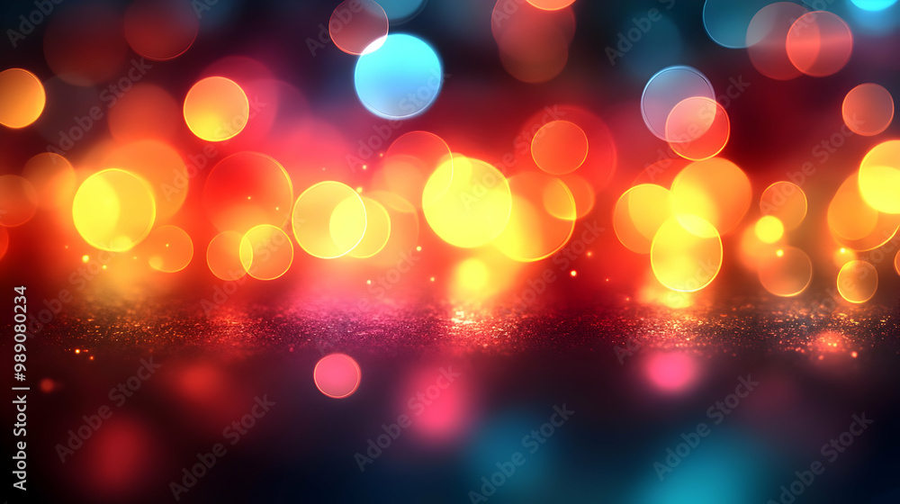 Poster abstract background with colorful bokeh lights and glitter