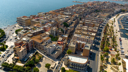 Fototapeta premium Aerial view of the old town of Taranto, Puglia, Italy.