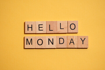 Happy Monday on wooden tiles