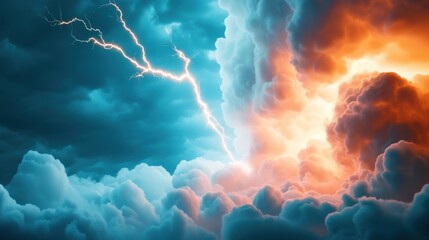 Dramatic Thunderstorm with Lightning and Colorful Clouds
