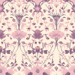 Obraz premium Floral seamless vector pattern with vintage damask design for wallpaper, textile, or decor