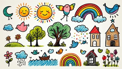 Fototapeta premium Children's drawing with pencils