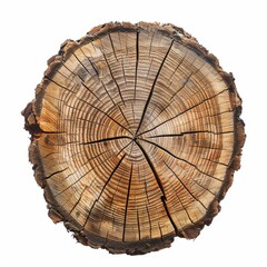 A large, circular piece of wood with a distinct pattern of rings and growth rings, indicating it is likely a piece of tree bark.