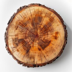 A large, circular piece of wood with a distinct pattern of rings and growth rings, indicating it is likely a piece of tree bark.