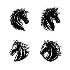 set of black and white horses logo 