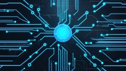 Telectronic circuit board with intricate patterns of lines, chips, and connections, representing modern technology and digital hardware in a tech-inspired design