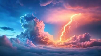 Dramatic Storm Clouds with Lightning at Dusk