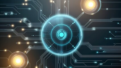Telectronic circuit board with intricate patterns of lines, chips, and connections, representing modern technology and digital hardware in a tech-inspired design